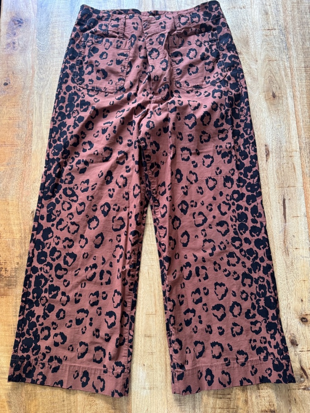 Maje anthropologie the Colette Wide-Leg Leopard animal Pants in Rust and Black